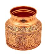 Om Swastik Design Copper Lota Kalash Pot, Pooja Temple Home Office, 1000 ML