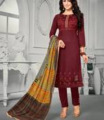 Maroon embroidered cotton salwar