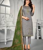Grey embroidered cotton salwar