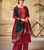 Wine embroidered cotton salwar