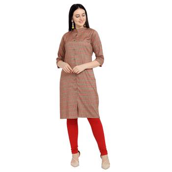 Brown printed viscose kurtas-and-kurtis 1