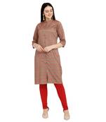 Brown printed viscose kurtas-and-kurtis