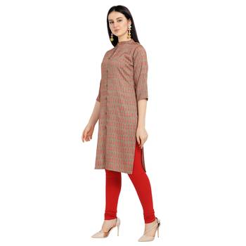 Brown printed viscose kurtas-and-kurtis 2