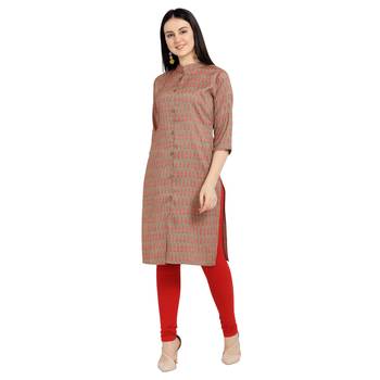 Brown printed viscose kurtas-and-kurtis 4
