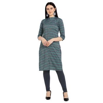 Grey printed viscose kurtas-and-kurtis 1