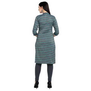 Grey printed viscose kurtas-and-kurtis 3