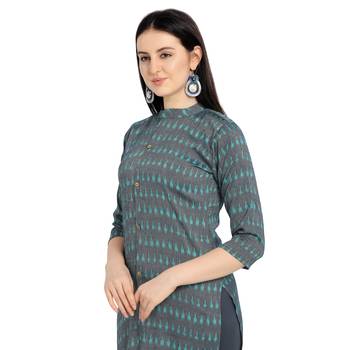 Grey printed viscose kurtas-and-kurtis 4