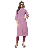 Pink printed cotton kurtas-and-kurtis