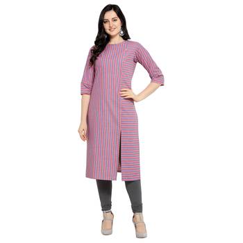 Pink printed cotton kurtas-and-kurtis 1