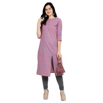 Pink printed cotton kurtas-and-kurtis 4