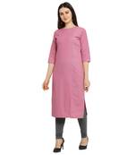 Pink printed cotton kurtas-and-kurtis