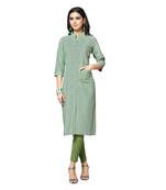 Green printed cotton kurtas-and-kurtis