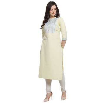Yellow printed rayon kurtas-and-kurtis 3