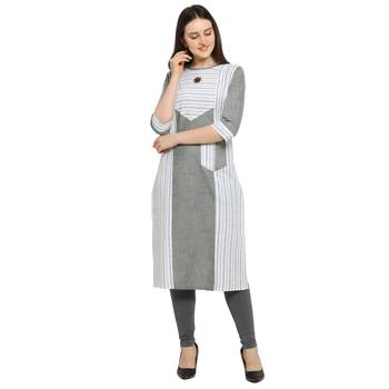 Grey printed cotton kurtas-and-kurtis 1