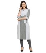 Grey printed cotton kurtas-and-kurtis