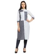 Off white printed cotton kurtas-and-kurtis