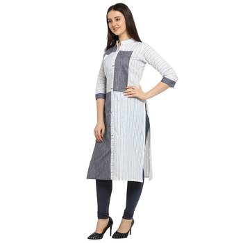 Off white printed cotton kurtas-and-kurtis 2