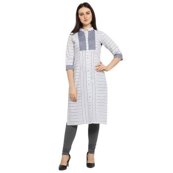 Off white printed cotton kurtas-and-kurtis 1
