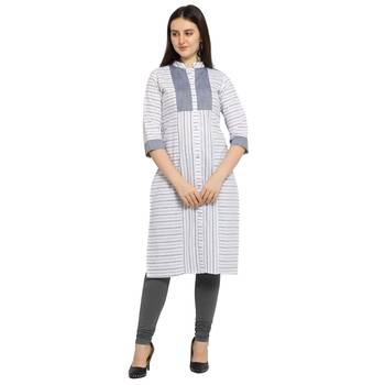 Off white printed cotton kurtas-and-kurtis 2