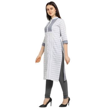 Off white printed cotton kurtas-and-kurtis 3