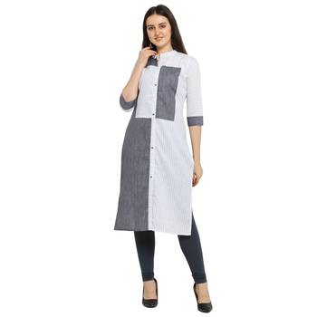 Off white printed cotton kurtas-and-kurtis 1