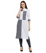 Off white printed cotton kurtas-and-kurtis