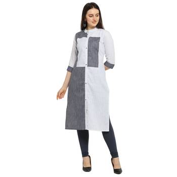 Off white printed cotton kurtas-and-kurtis 4