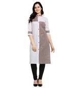 Brown printed cotton kurtas-and-kurtis