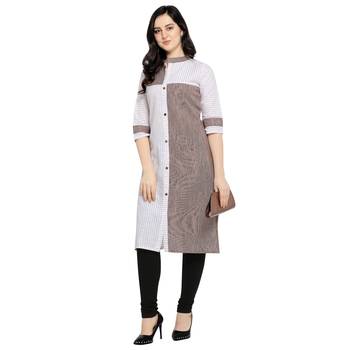 Brown printed cotton kurtas-and-kurtis 4
