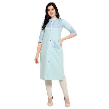 Blue printed rayon kurtas-and-kurtis 1
