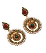 Round Danglers in Maroon and Green