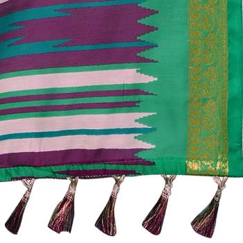 Purple woven cotton saree with blouse 5