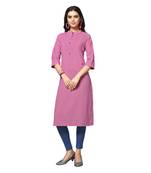 Pink printed cotton kurtas-and-kurtis