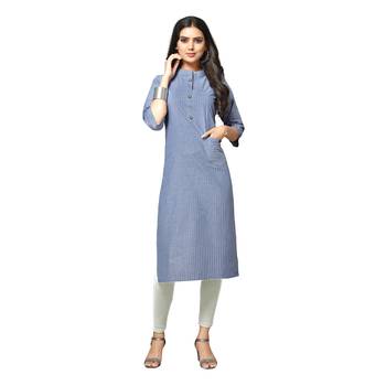 Blue printed cotton kurtas-and-kurtis 1