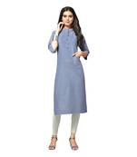 Blue printed cotton kurtas-and-kurtis
