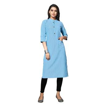 Blue printed cotton kurtas-and-kurtis 1