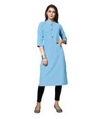 Blue printed cotton kurtas-and-kurtis