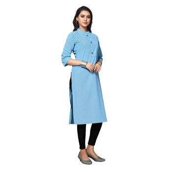 Blue printed cotton kurtas-and-kurtis 2