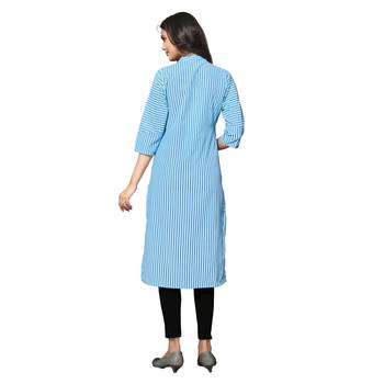Blue printed cotton kurtas-and-kurtis 3