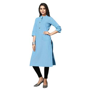 Blue printed cotton kurtas-and-kurtis 4
