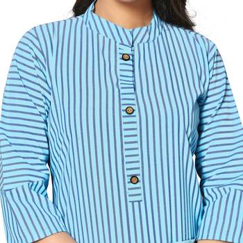 Blue printed cotton kurtas-and-kurtis 5