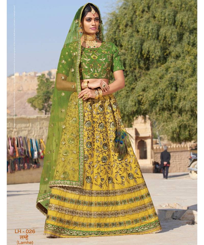 Yellow embroidered Silk unstitched bridal lehengas ROOP KASHISH 3288173