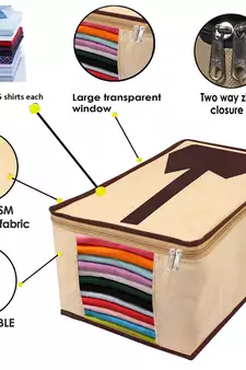 Atorakushon Non Woven Fabric Mens Shirt Cover Saree Cover Jeans Trousers Clothes Organizer For Wardrobe Pack Of 2 Brown