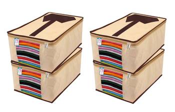 Atorakushon Non Woven Fabric Mens Shirt Cover Saree Cover Jeans Trousers Clothes Organizer For Wardrobe Pack Of 4 Brown 1