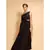 black embroidered crepe party wear gown