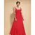 red embroidered georgette long gown