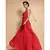 red embroidered georgette long gown