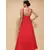 red embroidered georgette long gown