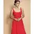 red embroidered georgette long gown