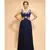 blue embroidered georgette long gown